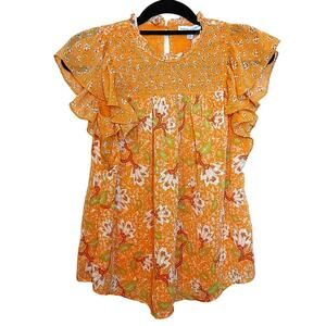 Maison d' Amelie Orange Floral NWT New Size Extra Small XS Vibrant Spring
